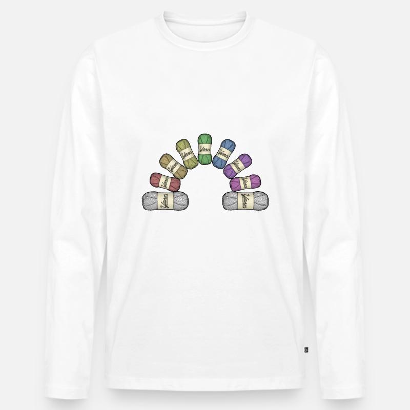 Regenbogen oder Garn - Männer Premium Bio Langarmshirt - Weiß