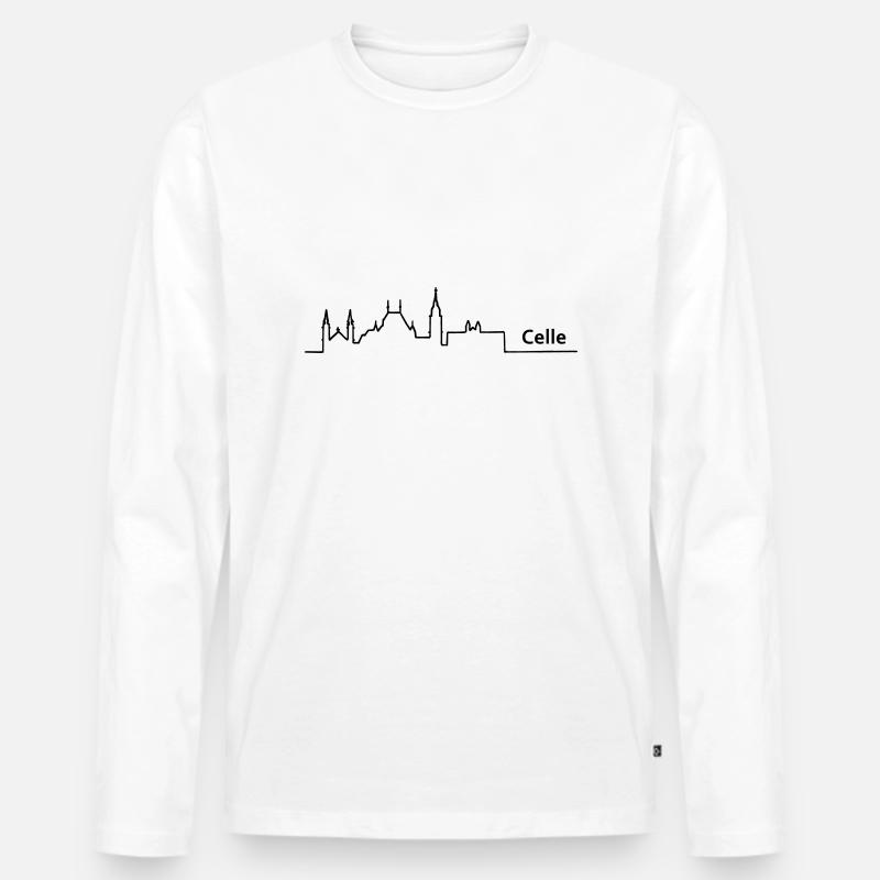 celle skyline - Männer Premium Bio Langarmshirt - Weiß