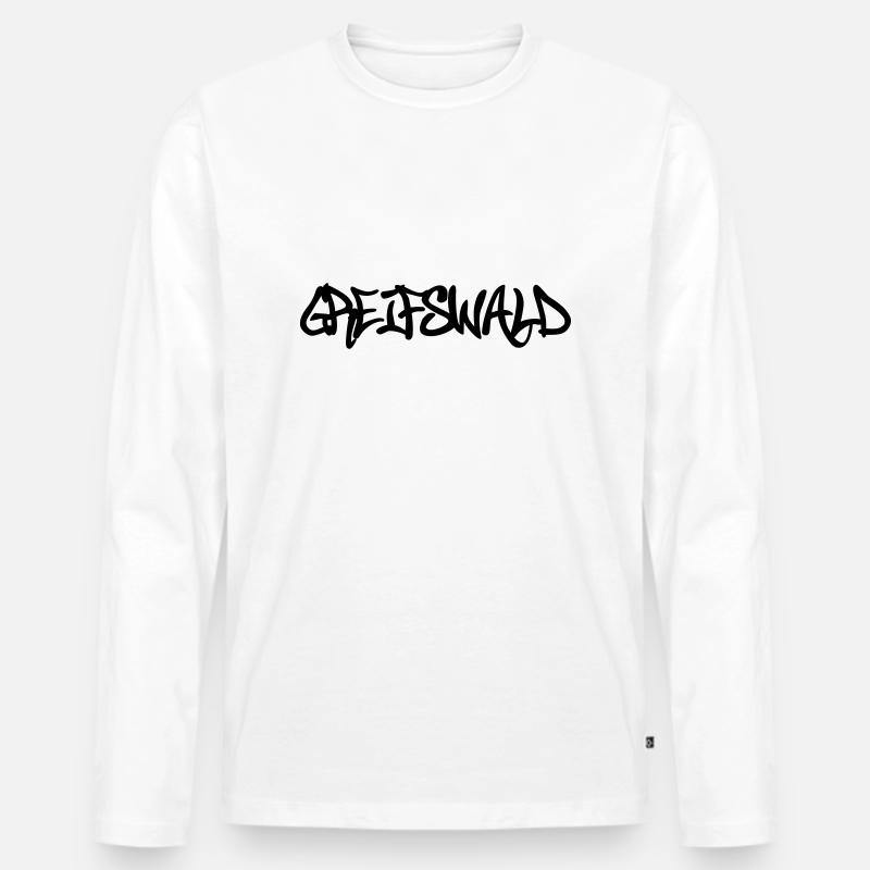 Greifswald Graffiti - Männer Premium Bio Langarmshirt - Weiß