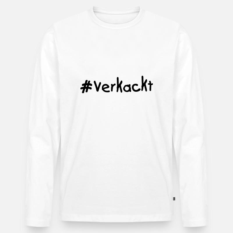 verkackt - Männer Premium Bio Langarmshirt - Weiß