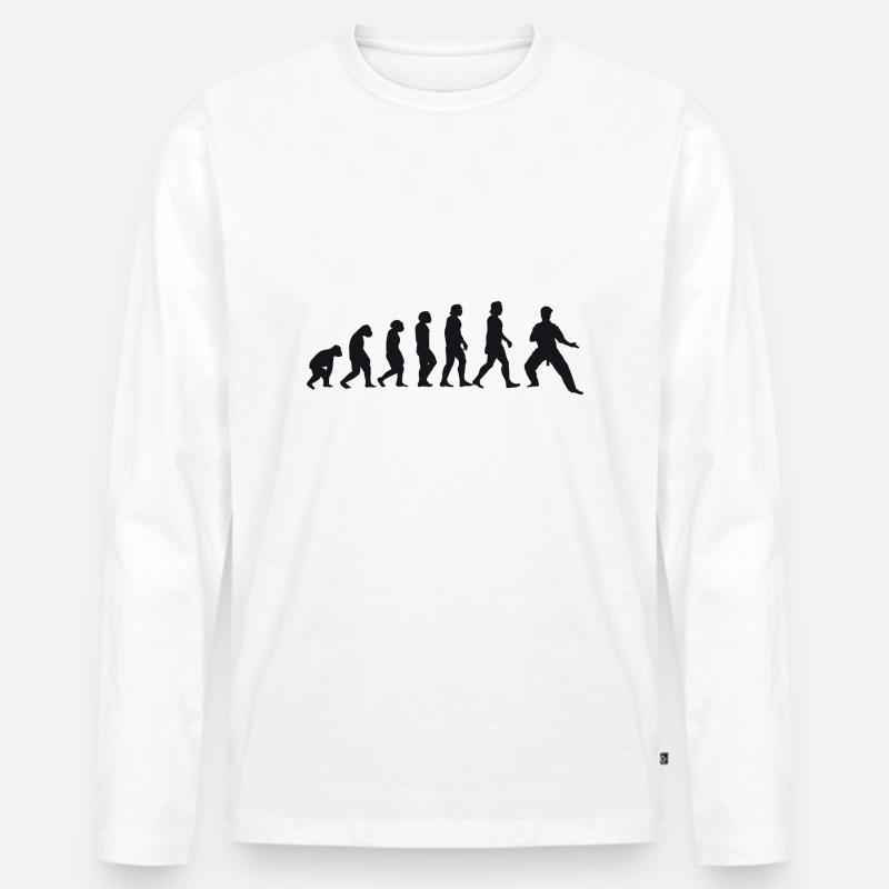 Evolution of Karate - Männer Premium Bio Langarmshirt - Weiß
