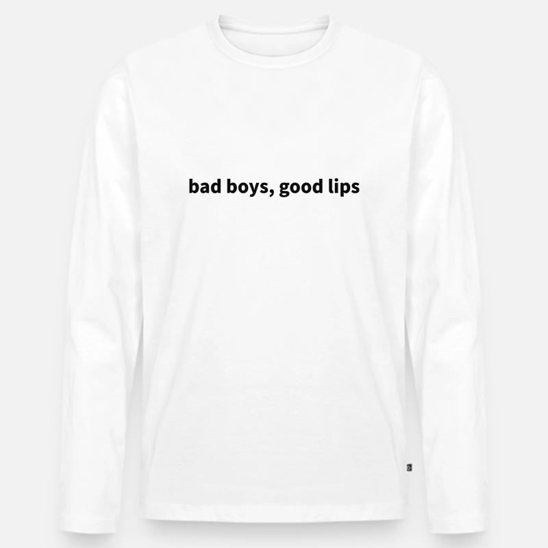 bad boys, good lips - Männer Premium Bio Langarmshirt - Weiß