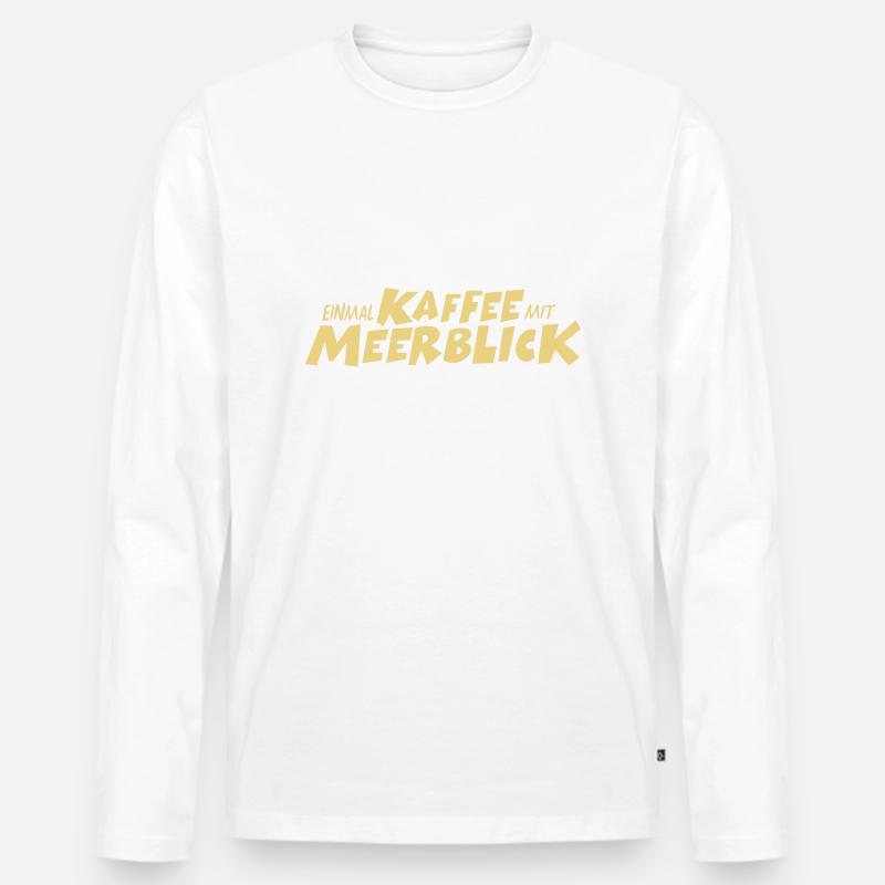 Einmal Kaffee mit Meerblick - Männer Premium Bio Langarmshirt - Weiß