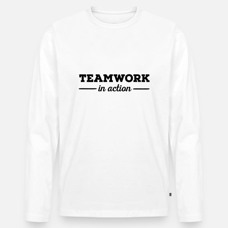 Teamwork - Männer Premium Bio Langarmshirt - Weiß