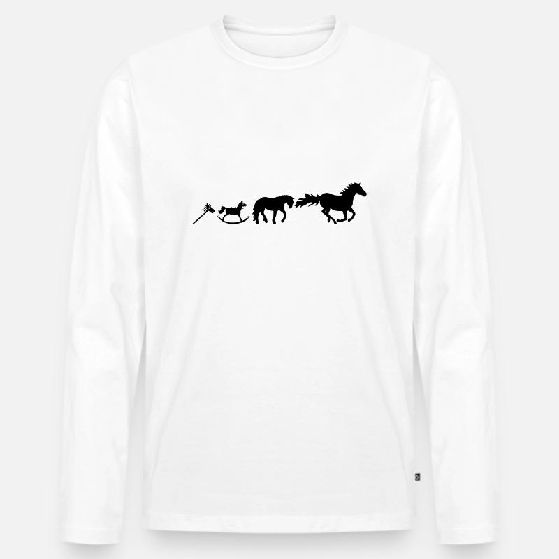 Evolution Pferd Farbwechsel - Männer Premium Bio Langarmshirt - Weiß