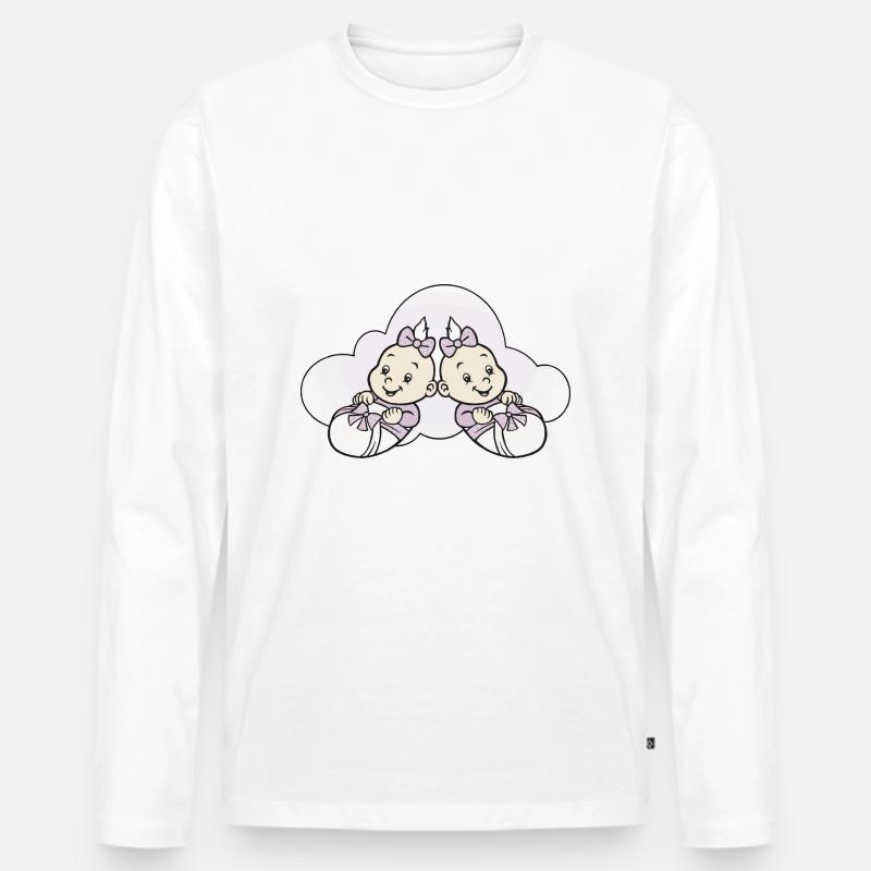 Zwillinge Babys - Männer Premium Bio Langarmshirt - Weiß