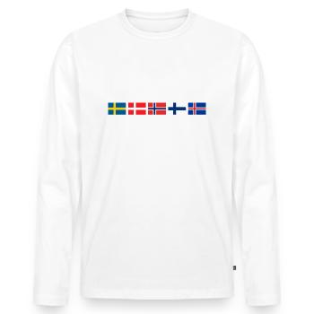 SCANDINAVIA - Pays Drapeaux Langues - T-shirt manches longues Premium bio Homme - blanc - Devant - Nico (187cm)