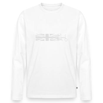 CHAINSTORY X Brompton Union Jack - Männer Premium Bio Langarmshirt - Weiß - Vorne - Nico (187cm)