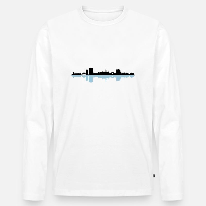 Skyline - Bonn - Männer Premium Bio Langarmshirt - Weiß