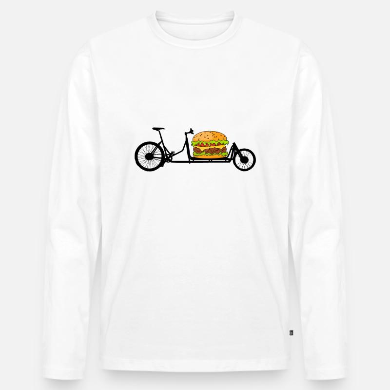 Lastenrad mit Hamburger - Männer Premium Bio Langarmshirt - Weiß