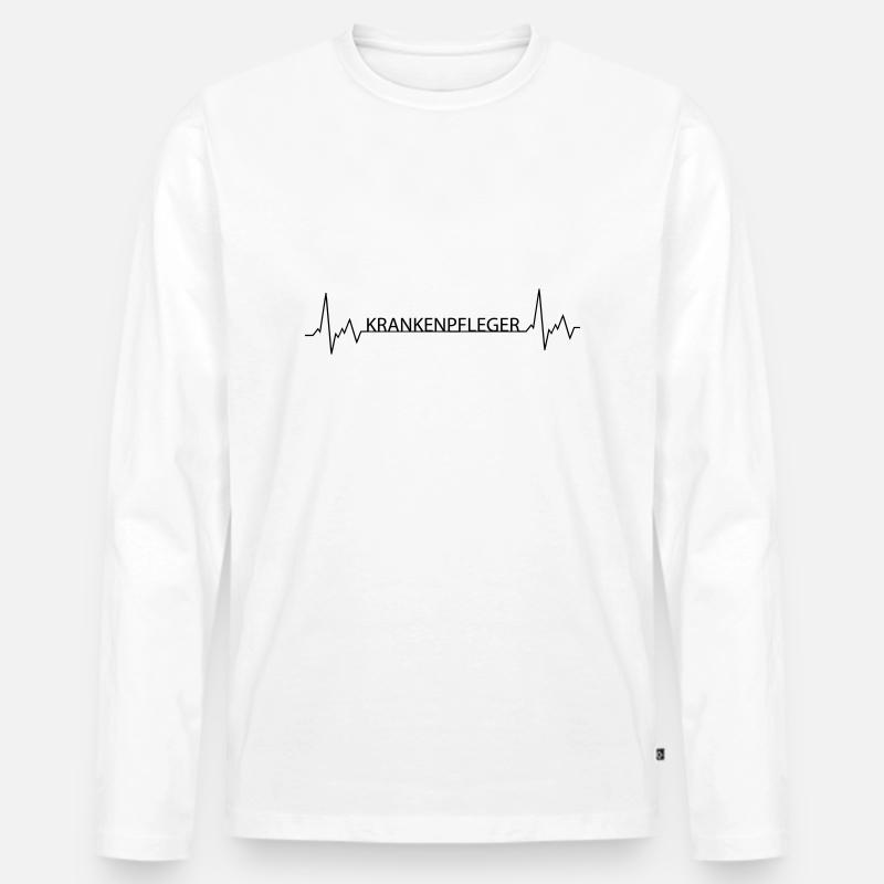 Herzschlag Krankenpfleger - Männer Premium Bio Langarmshirt - Weiß