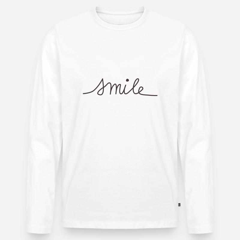 Smile - Männer Premium Bio Langarmshirt - Weiß