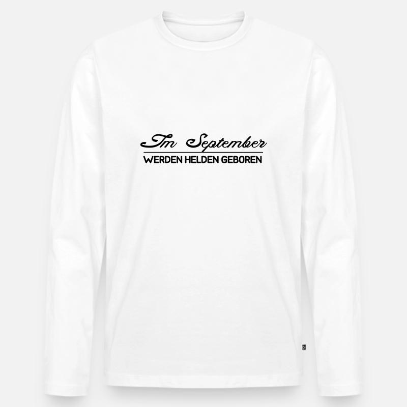 September Helden - Männer Premium Bio Langarmshirt - Weiß