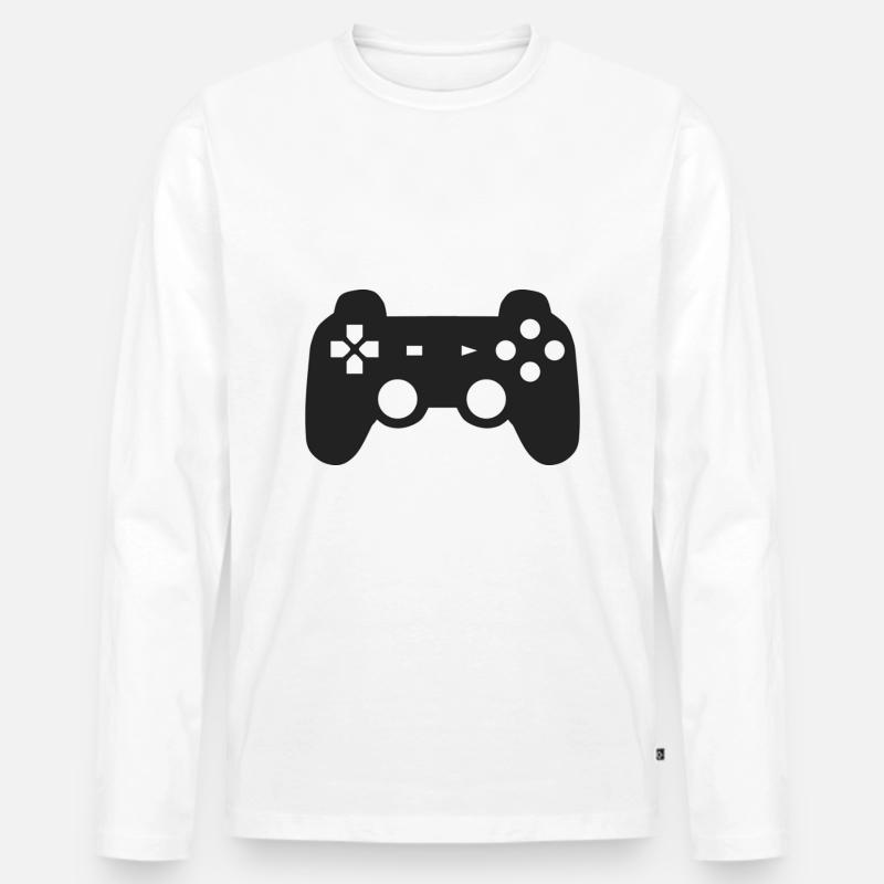 Controller - Männer Premium Bio Langarmshirt - Weiß