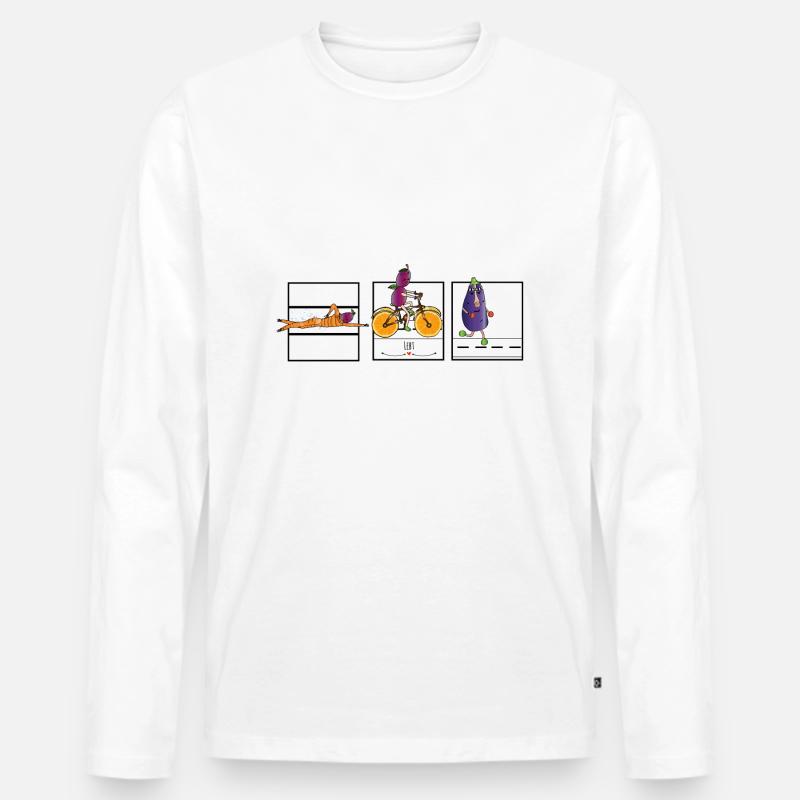 Triathlon - Männer Premium Bio Langarmshirt - Weiß