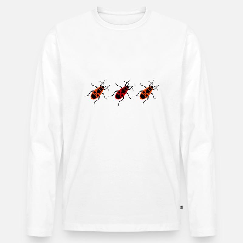drei Feuerkäfer in einer Reihe - Männer Premium Bio Langarmshirt - Weiß
