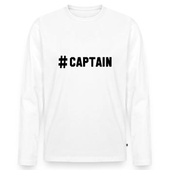 # captain - Männer Premium Bio Langarmshirt - Weiß - Vorne - Nico (187cm)