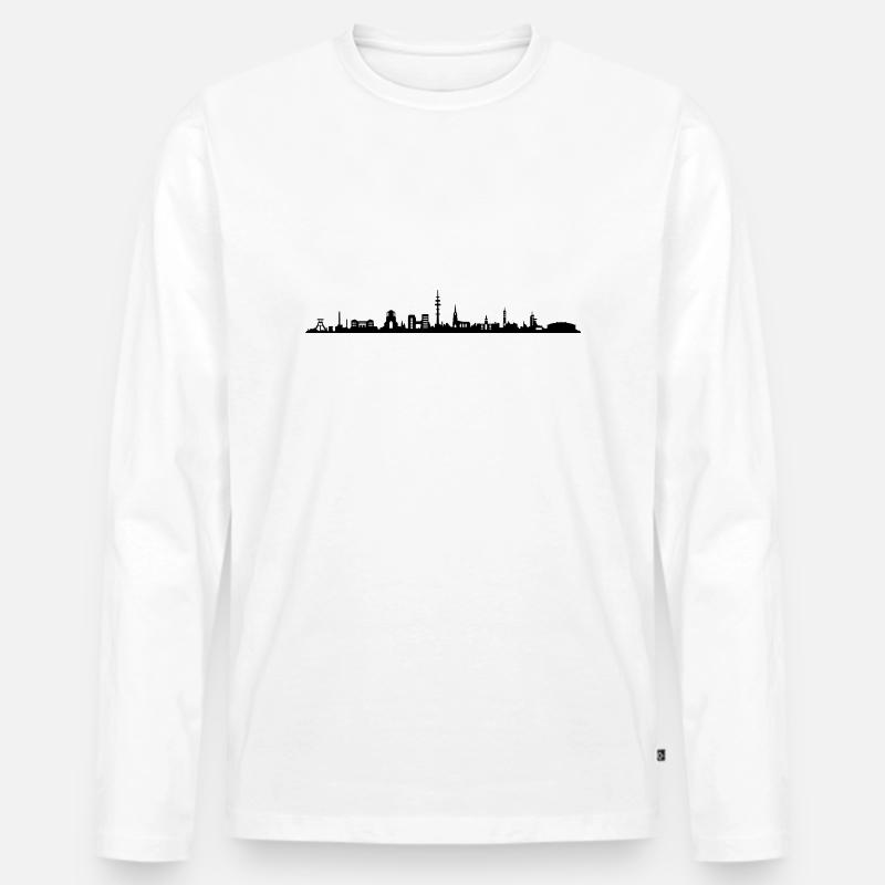 Skyline - Gelsenkirchen - Männer Premium Bio Langarmshirt - Weiß
