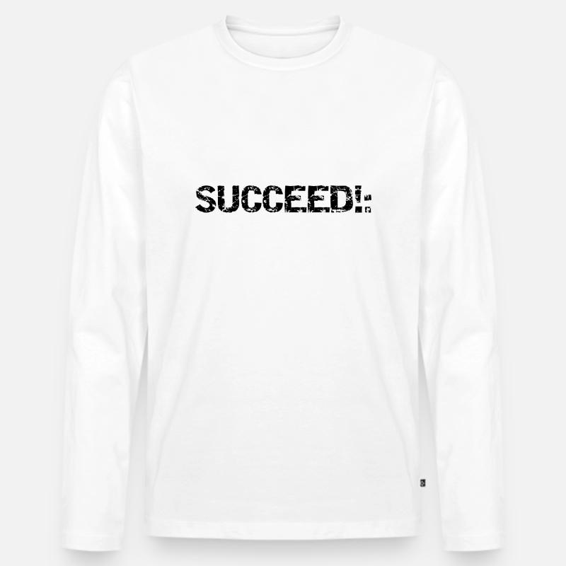 SUCCEED!: - Männer Premium Bio Langarmshirt - Weiß