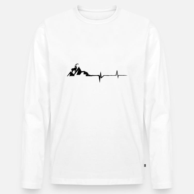 Herzschlag - Ziege - Berg - (4) - Männer Premium Bio Langarmshirt - Weiß