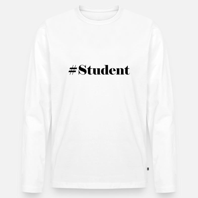 #Student Logo - Männer Premium Bio Langarmshirt - Weiß