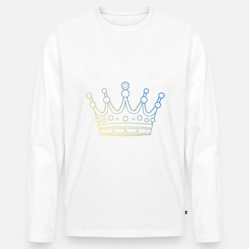 Krone Symbol - Männer Premium Bio Langarmshirt - Weiß