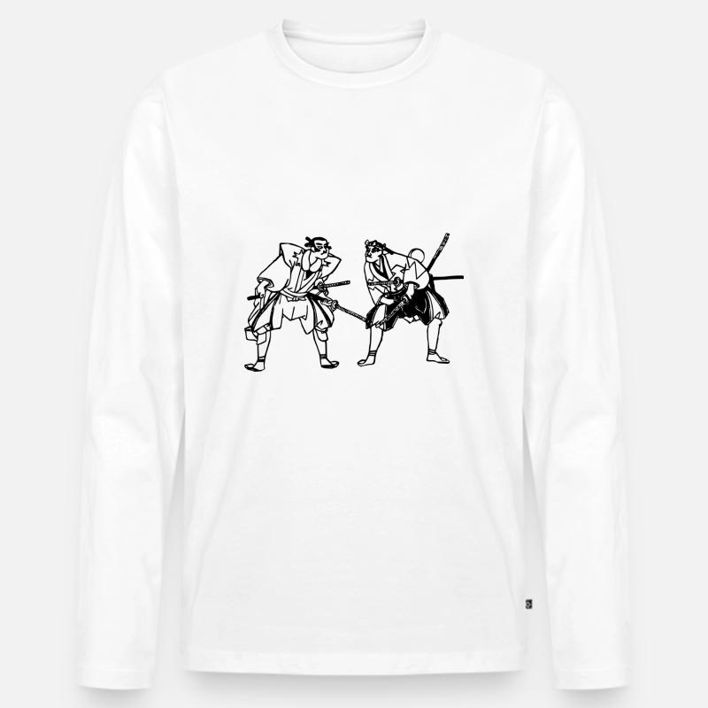 Samurai - Männer Premium Bio Langarmshirt - Weiß