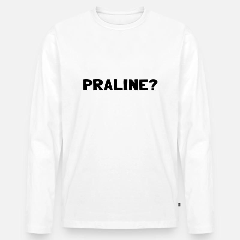 Praline? - Männer Premium Bio Langarmshirt - Weiß