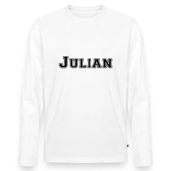 julian - Men's Premium Organic Long Sleeve Shirt - white - Front - Nico (187cm)