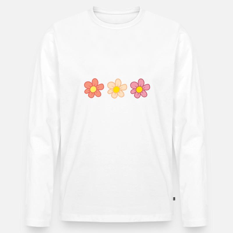 Blumen - Männer Premium Bio Langarmshirt - Weiß