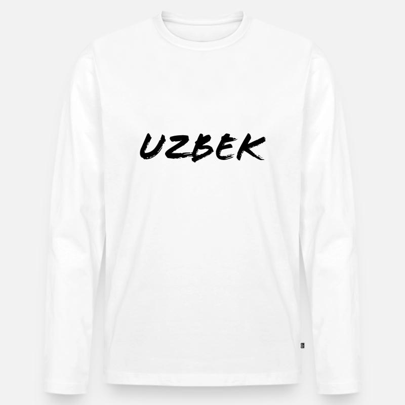 usbekisch - Männer Premium Bio Langarmshirt - Weiß