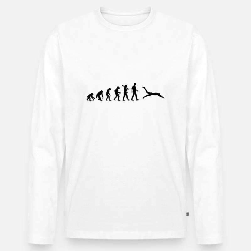 Schwimmer Evolution - Männer Premium Bio Langarmshirt - Weiß
