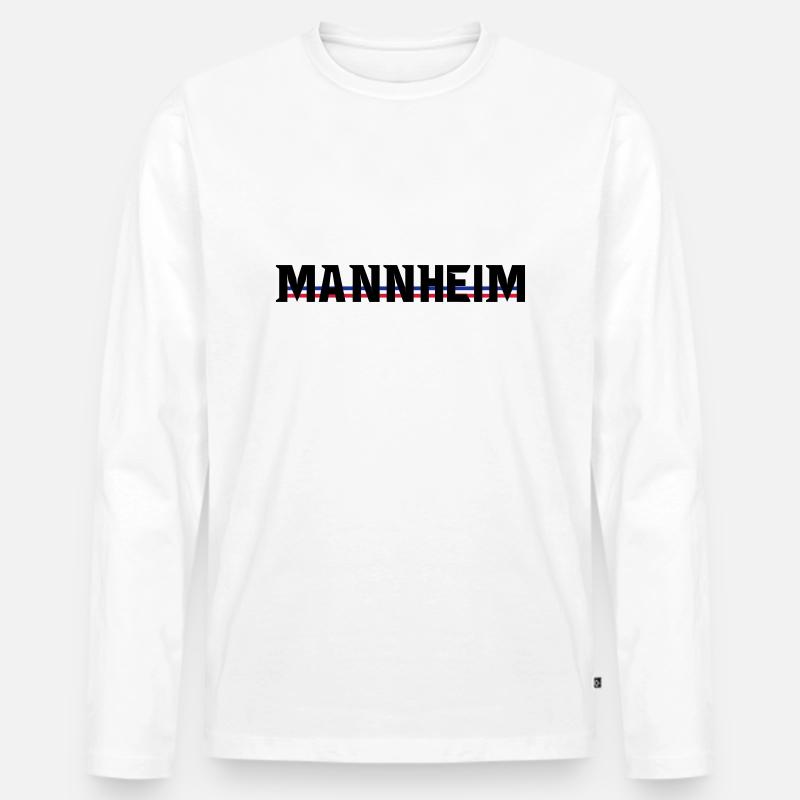 Mannheim-blau-weiss-rot - Männer Premium Bio Langarmshirt - Weiß