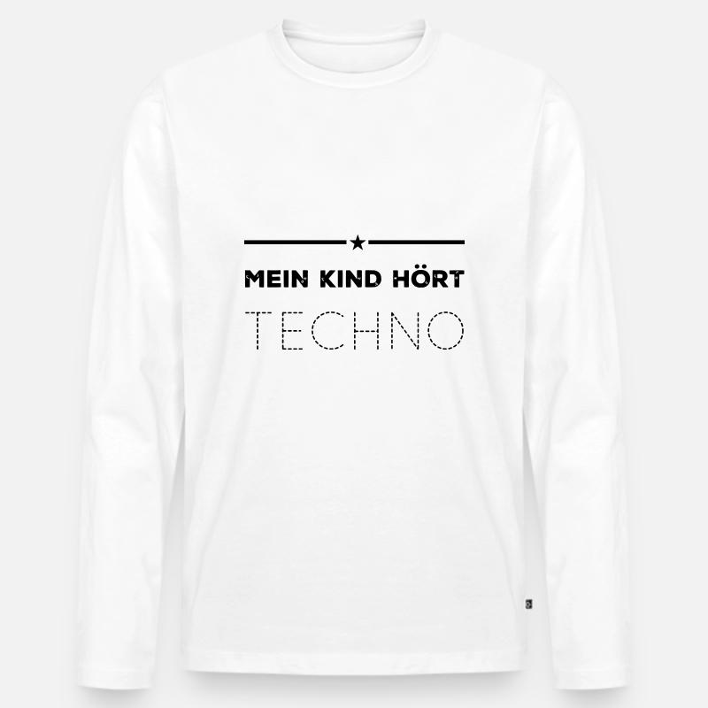 Techno Fan - Männer Premium Bio Langarmshirt - Weiß