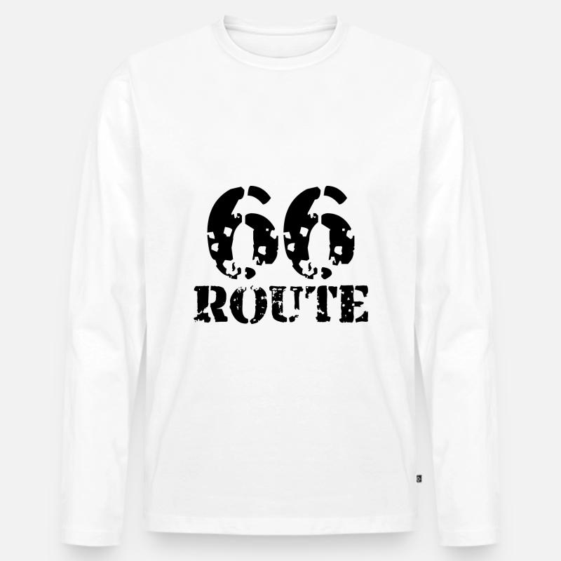 Route 66 schwarz - Männer Premium Bio Langarmshirt - Weiß