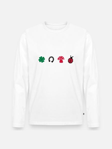 Glücksbringer - Männer Premium Bio Langarmshirt - Weiß