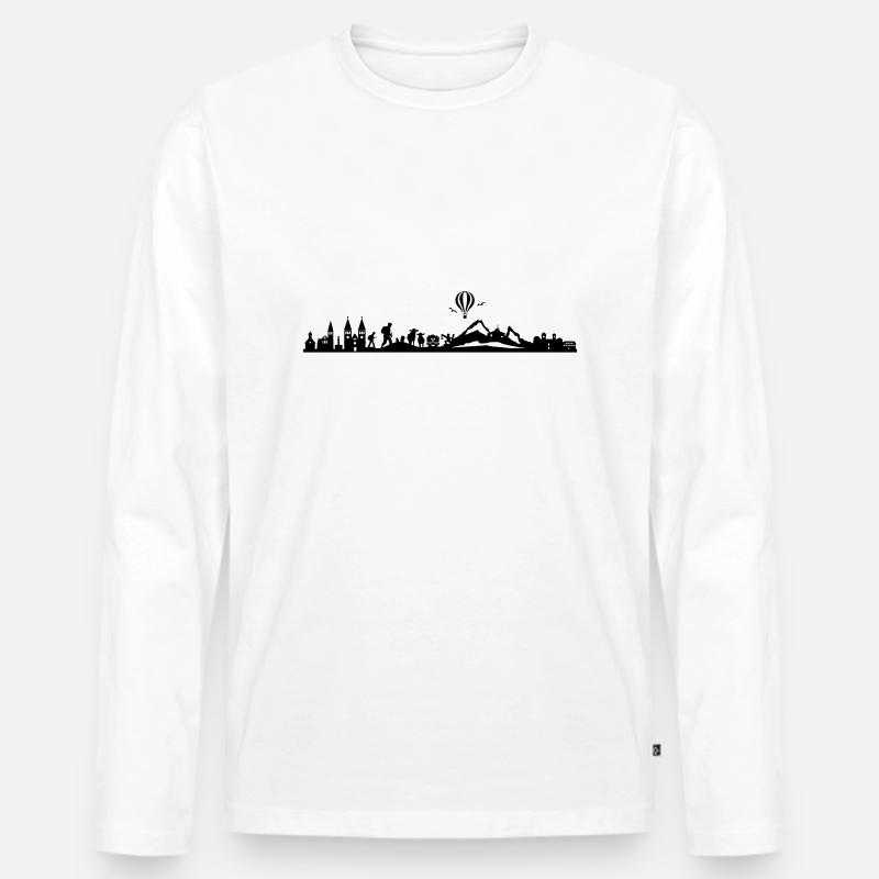 Skyline - Berchtesgaden - Männer Premium Bio Langarmshirt - Weiß