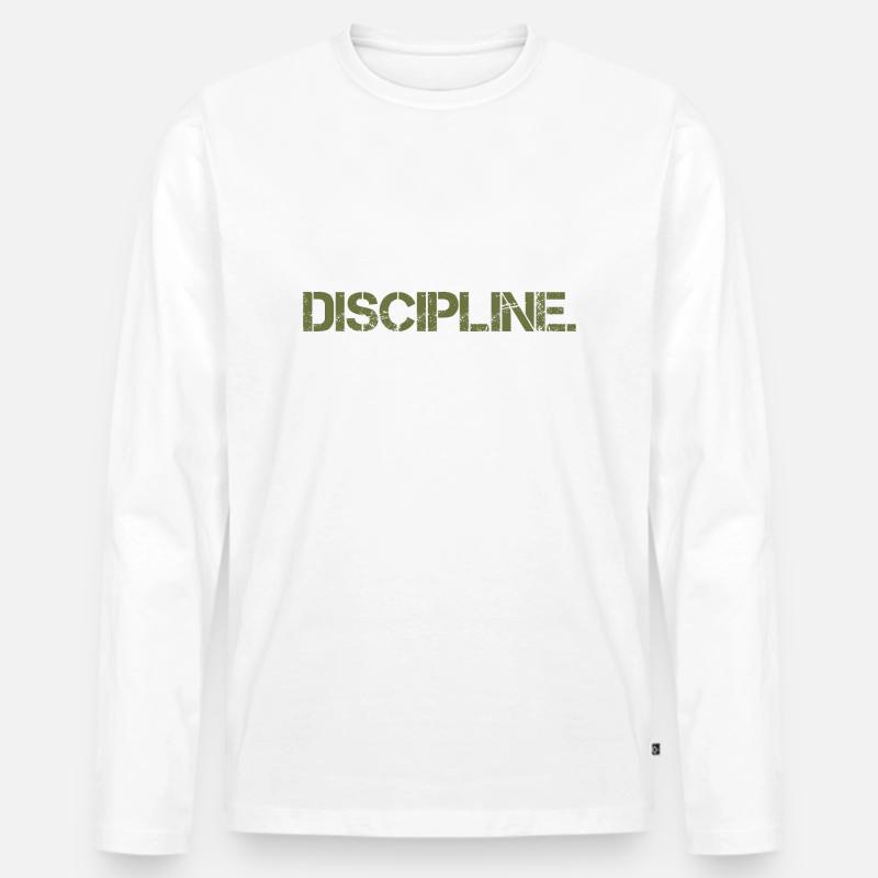 Disziplin Discipline Selbstdisziplin - Männer Premium Bio Langarmshirt - Weiß
