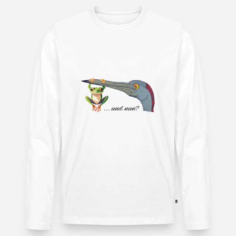 Frosch am Schnabel - Männer Premium Bio Langarmshirt - Weiß