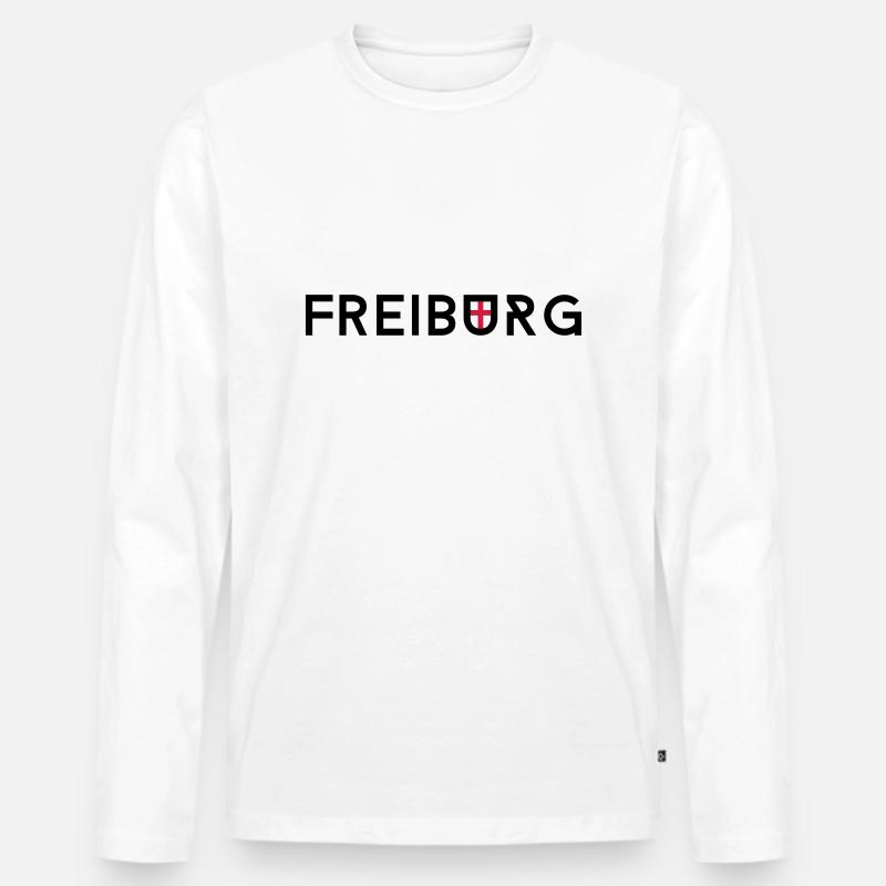 freiburg - Männer Premium Bio Langarmshirt - Weiß