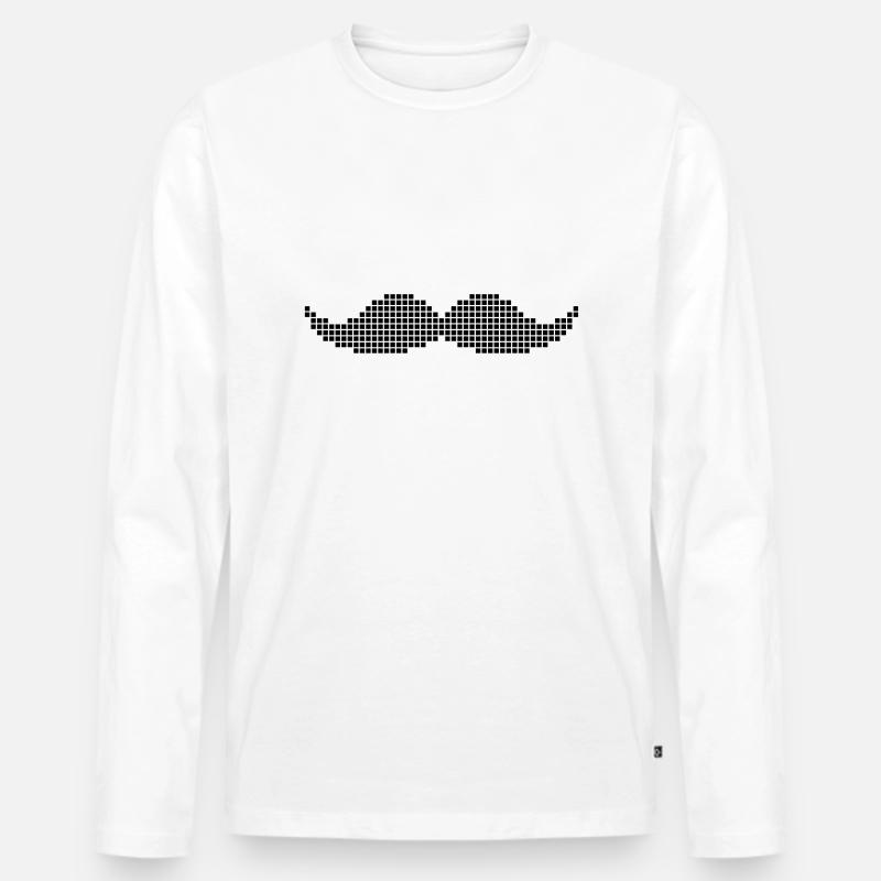 Moustache - Bart - Männer Premium Bio Langarmshirt - Weiß