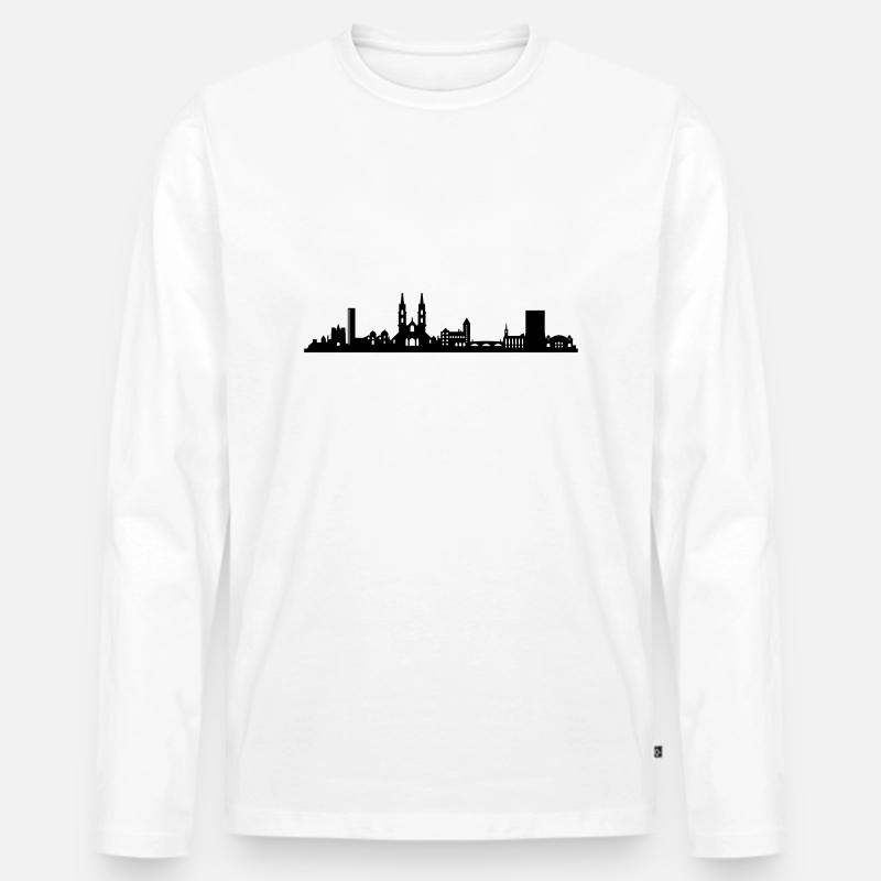 Skyline Basel - Männer Premium Bio Langarmshirt - Weiß