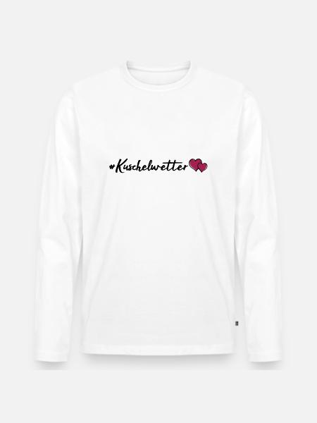 kuschelwetter herzen - Männer Premium Bio Langarmshirt - Weiß