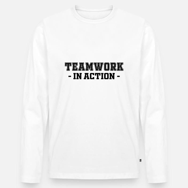 teamworkinaction - Männer Premium Bio Langarmshirt - Weiß