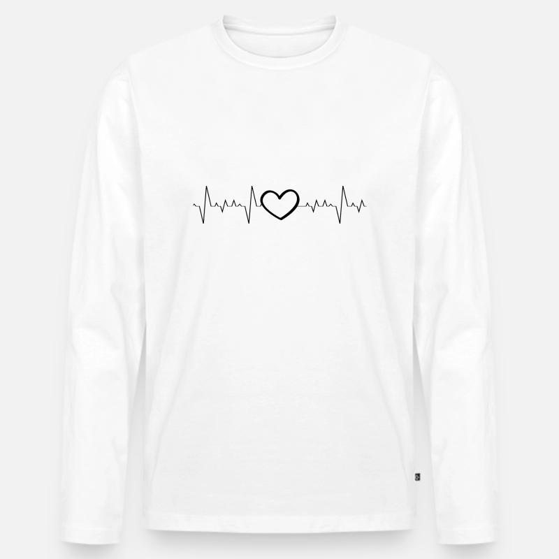Kardiogramm Puls - Männer Premium Bio Langarmshirt - Weiß