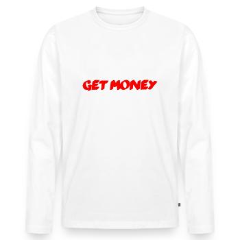 GET MONEY - Männer Premium Bio Langarmshirt - Weiß - Vorne - Nico (187cm)