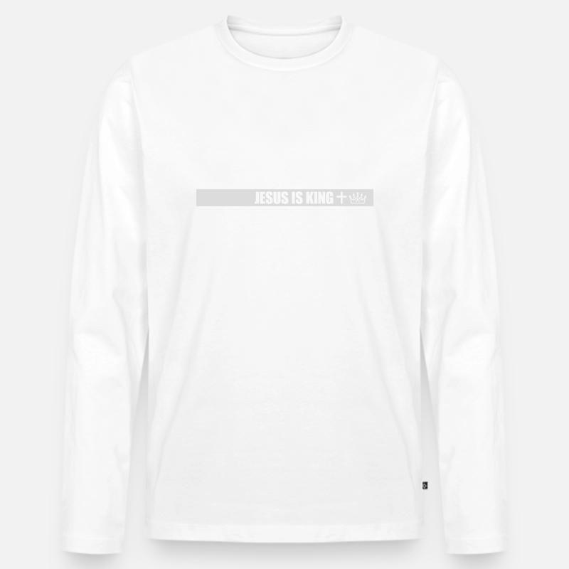 jesus is king Zitat - Männer Premium Bio Langarmshirt - Weiß