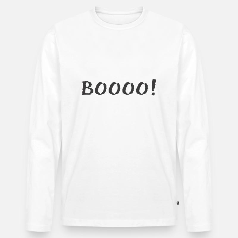 BOOOO - Männer Premium Bio Langarmshirt - Weiß