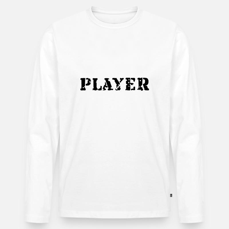 Player - Männer Premium Bio Langarmshirt - Weiß