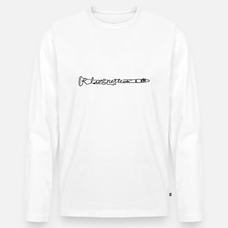 Klarinette (quer) - Männer Premium Bio Langarmshirt - Weiß
